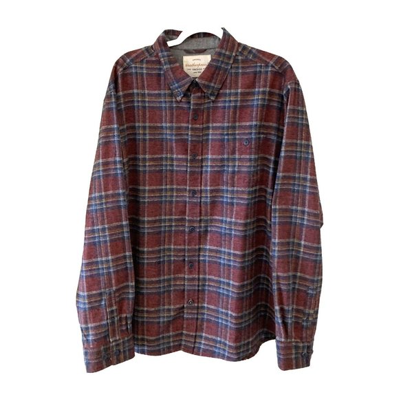 Weatherproof Vintage Long Sleeve Plaid Button Flannel Shirt Men 2XL Maroon Black - Picture 1 of 5